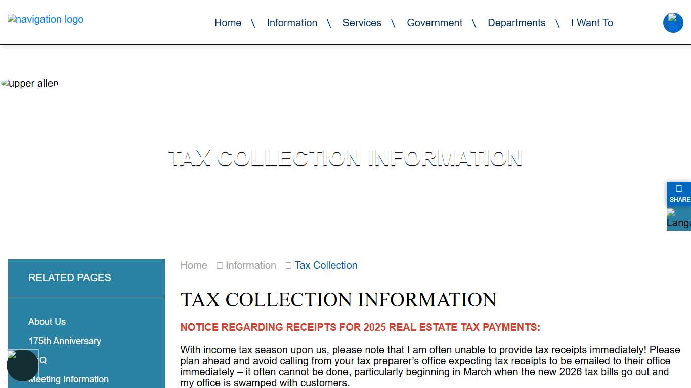 Tax Collection Information