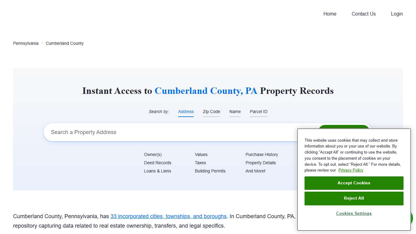 Cumberland County, PA Property Records | Owners, Deeds, Permits
