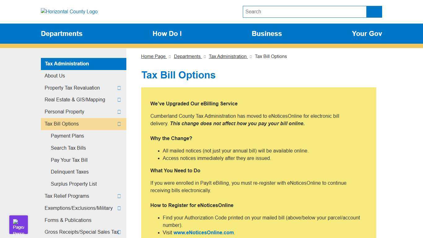 Tax Bill Options