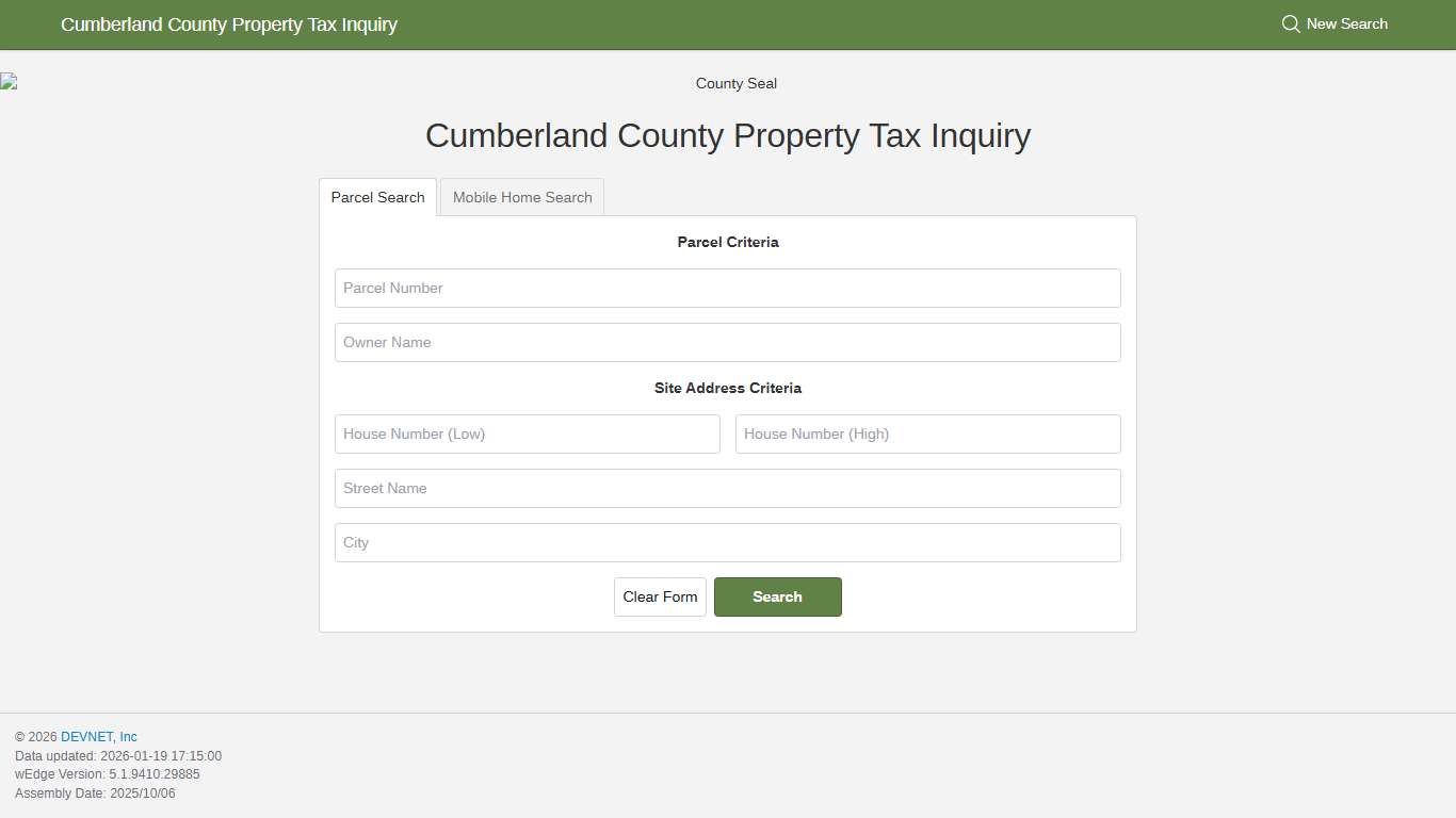 Cumberland County Property Tax Inquiry